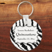 Zebra Print Pattern Quinceanera Sleutelhanger (Voorkant)