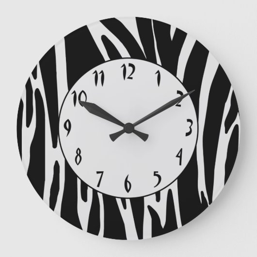 Zebra Print Pattern Wall Clock Grote Klok (Voorkant)