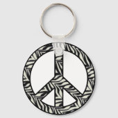 Zebra Print Peace Sign-Sleutelhanger Sleutelhanger (Voorkant)