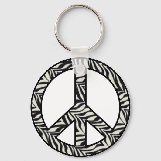 Zebra Print Peace Sign-Sleutelhanger Sleutelhanger (Voorkant)