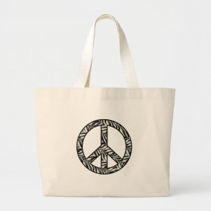 Zebra Print Peace Sign-Tas Grote Tote Bag