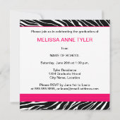 Zebra Print Photo Afstuderen Invitation Kaart (Achterkant)