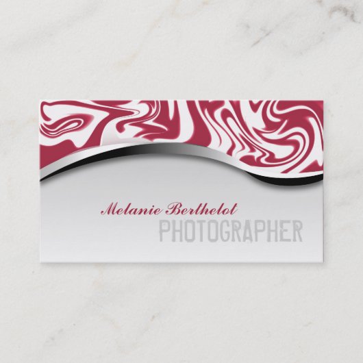 Zebra Print Photographer Visitekaartje Red (Voorkant)