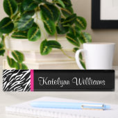 Zebra Print Pink Accent Monogram Desk Name Bord Naambordje