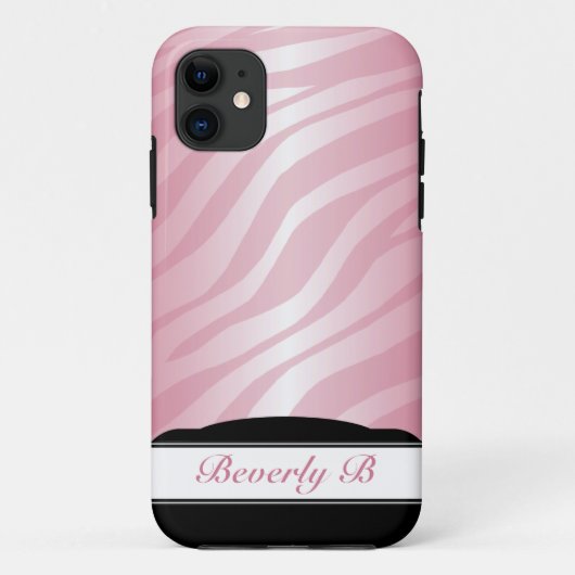 Zebra Print Pink Fusion personalized iPhone 5 Hoes (Achterkant)