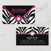 Zebra Print Pink Lace en Diamond Visitekaartje (Voorkant / Achterkant)