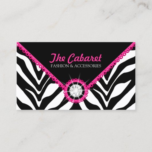 Zebra Print Pink Lace en Diamond Visitekaartje (Voorkant)