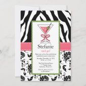 Zebra Print Pink Martini Bachelorette Kaart (Voorkant)