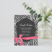 Zebra Print Pink Ribbon & Diamond Mode Zestien Kaart (Staand voorkant)