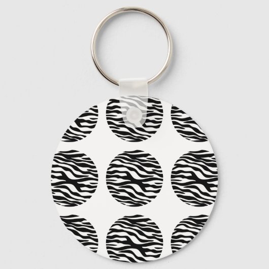 Zebra Print Polka Dots Sleutelhanger (Voorkant)