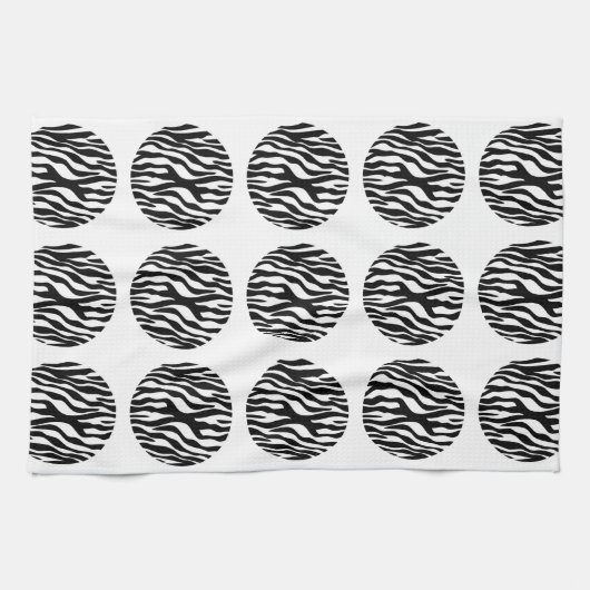 Zebra Print Polka Dots Towel Theedoek (Horizontaal)