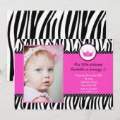 Zebra Print Princess Foto Maandagavond Uitnodiging (Voorkant / Achterkant)
