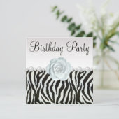 Zebra Print & Printen Pearls & Roos Birthday Party Kaart (Staand voorkant)