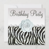 Zebra Print & Printen Pearls & Roos Birthday Party Kaart (Voorkant)