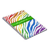 Zebra Print Rainbow Groen, aangepast Notitieboek (Rechterzijde)