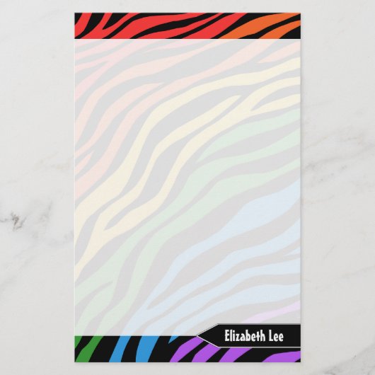 Zebra Print Rainbow Mix Aangepaste schrijfbenodigd Briefpapier (Voorkant)