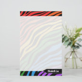 Zebra Print Rainbow Mix Aangepaste schrijfbenodigd Briefpapier (Staand voorkant)