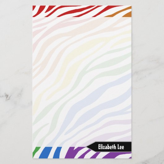 Zebra Print Rainbow Mix Aangepaste schrijfbenodigd Briefpapier (Voorkant)