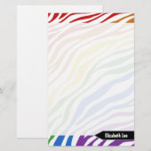 Zebra Print Rainbow Mix Aangepaste schrijfbenodigd Briefpapier (Voorkant / Achterkant)
