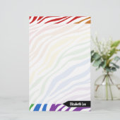 Zebra Print Rainbow Mix Aangepaste schrijfbenodigd Briefpapier (Staand voorkant)