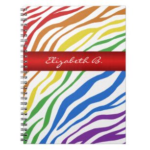 Zebra Print Rainbow Mix Red, aangepast Notitieboek