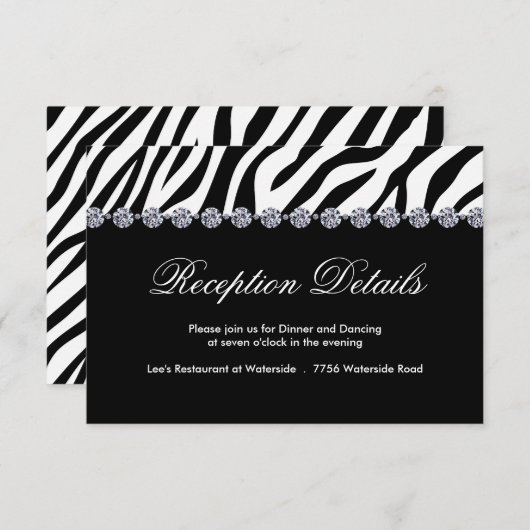 Zebra Print Reception-kaarten Informatiekaartje (Voorkant / Achterkant)