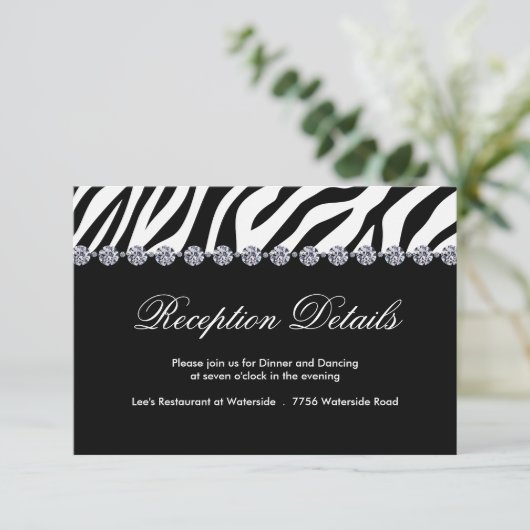 Zebra Print Reception-kaarten Informatiekaartje (Staand voorkant)