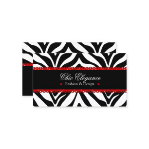 Zebra Print & Red Lace Elegant Visitekaartje