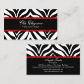 Zebra Print & Red Lace Elegant Visitekaartje (Voorkant / Achterkant)