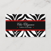 Zebra Print & Red Lace Elegant Visitekaartje (Voorkant)