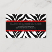 Zebra Print & Red Lace Elegant Visitekaartje (Achterkant)