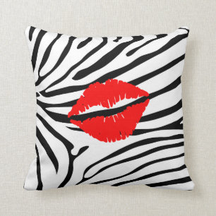 Zebra Print Red Lipstick Girly Kussen