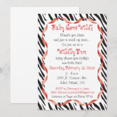 Zebra Print & Red Ribbon Baby shower Invitation Kaart (Voorkant / Achterkant)