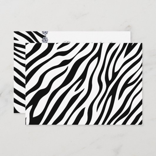 Zebra Print Reply Cards RSVP Kaartje (Voorkant / Achterkant)