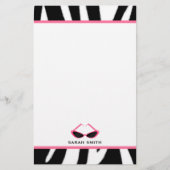 Zebra Print & Retro Roze zonnebrillen Briefpapier (Voorkant)
