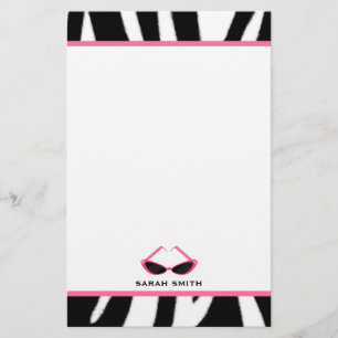 Zebra Print & Retro Roze zonnebrillen Briefpapier