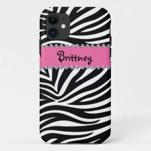 Zebra Print & Rhinestone BLING Hoesje Iphone 5 Hoe