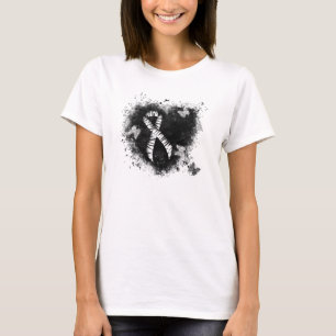 Zebra Print Ribbon Grunge Heart T-shirt