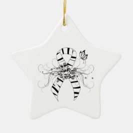 Zebra Print Ribbon met Butterfly Keramisch Ornament