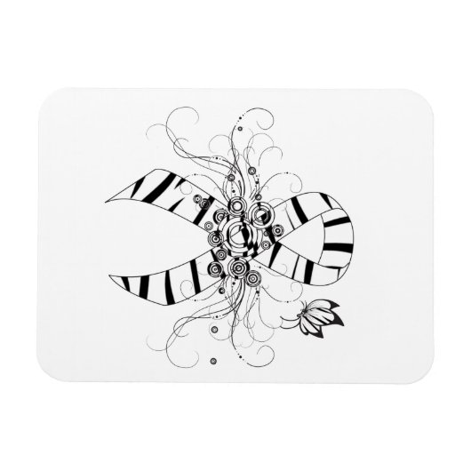 Zebra Print Ribbon met Butterfly Magneet (Horizontaal)