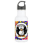 Zebra Print Ribbon Penguin Waterfles (Voorkant)