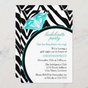 Zebra Print & Ring Bachelorette Party Kaart