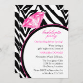 Zebra Print & Ring Bachelorette Party Kaart (Voorkant / Achterkant)