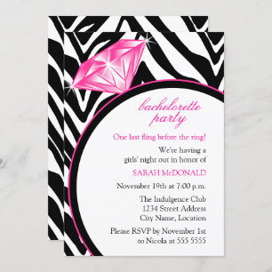 Zebra Print & Ring Bachelorette Party Kaart