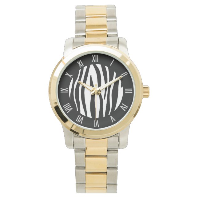 Zebra Print Roman Numeral Horloge (Voorkant)