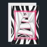 Zebra Print & Roze 16th Birthday Party Invite Kaart<br><div class="desc">Een stijlvolle verjaardagsuitnodiging met een roze rechthoek met een pure middensectie op een zebraafdruk achtergrond op voor en achter. Voorste kenmerken illustratie van een overeenkomende roze en zebra print verjaardagstaart met vier afgeronde niveaus buiten het midden. Bovenkant van de cake is "16" ontworpen. Pas de roze en zwarte tekst aan...</div>