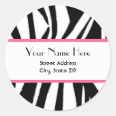Zebra Print & Roze Address Sticker (Voorkant)