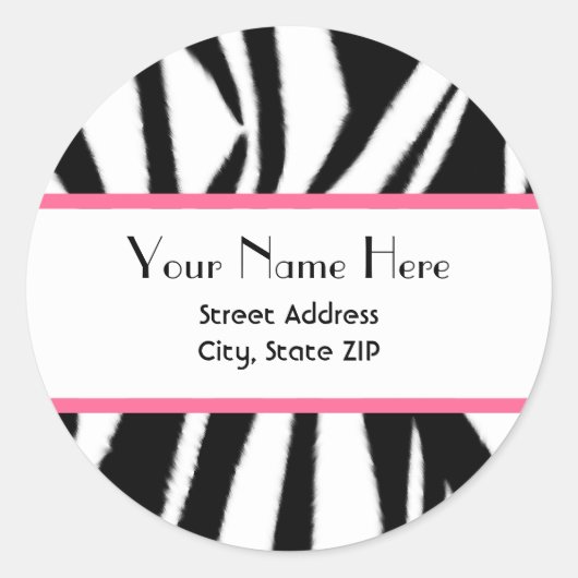 Zebra Print & Roze Address Sticker (Voorkant)