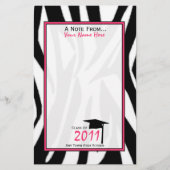 Zebra Print & Roze Afstuderen Stationery - 2011 Briefpapier (Voorkant)
