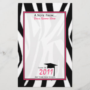 Zebra Print & Roze Afstuderen Stationery - 2011 Briefpapier